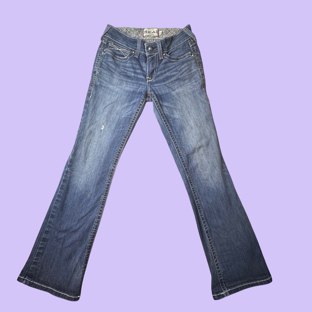 Ariat Jeans Women 28R Blue REAL Denim Bootcut Mid Rise Thick Stitch 10014022